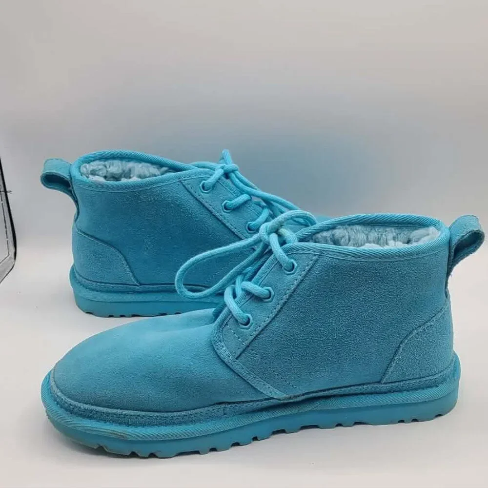 UGG Neumel Blue Suede Shearling Boots size 7